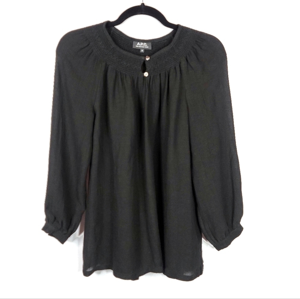 A.P.C. Black Peasant Blouse